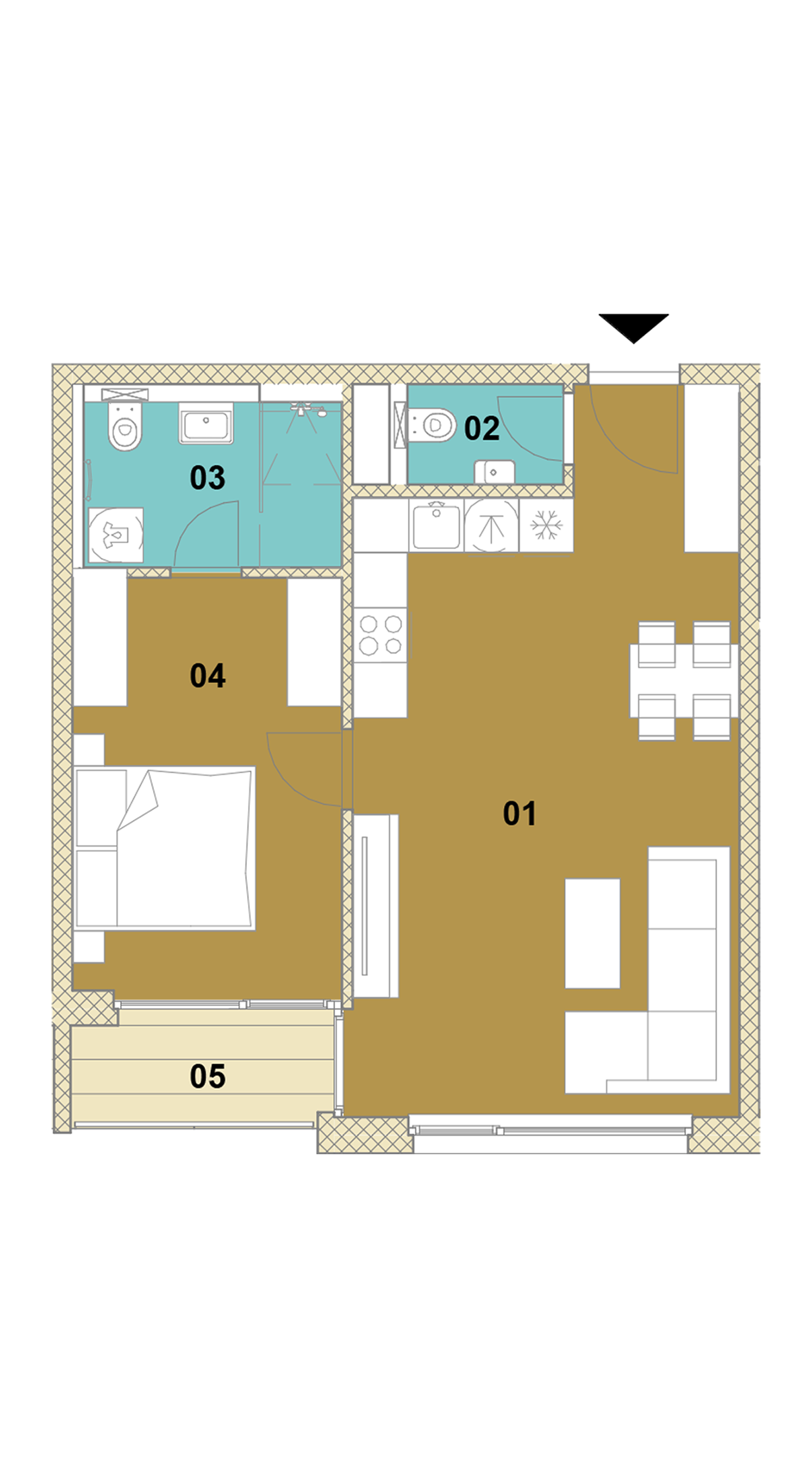 Dvojizbový byt s loggiou D1-305
