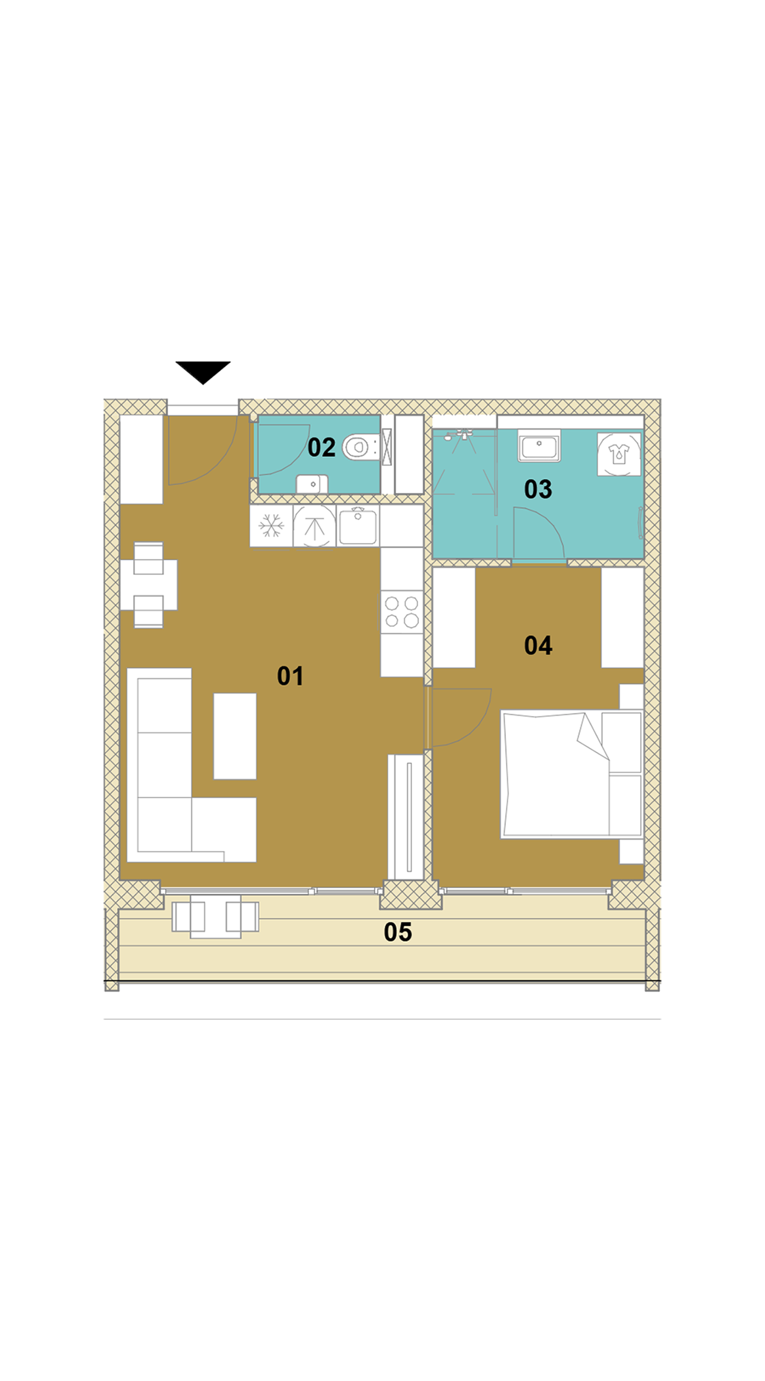 Dvojizbový byt s terasou D1-502