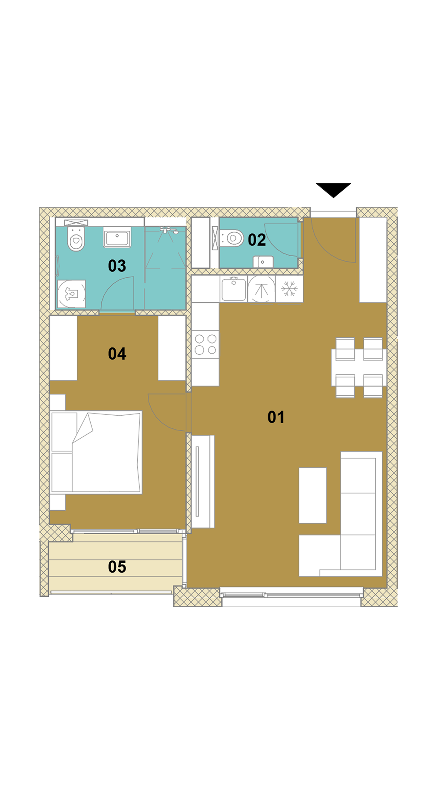 Dvojizbový byt s loggiou D2-405