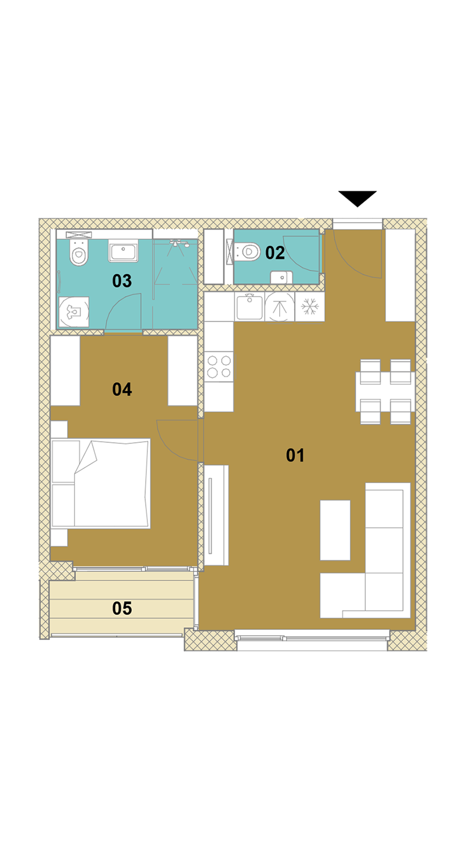 Dvojizbový byt s terasou E2-404